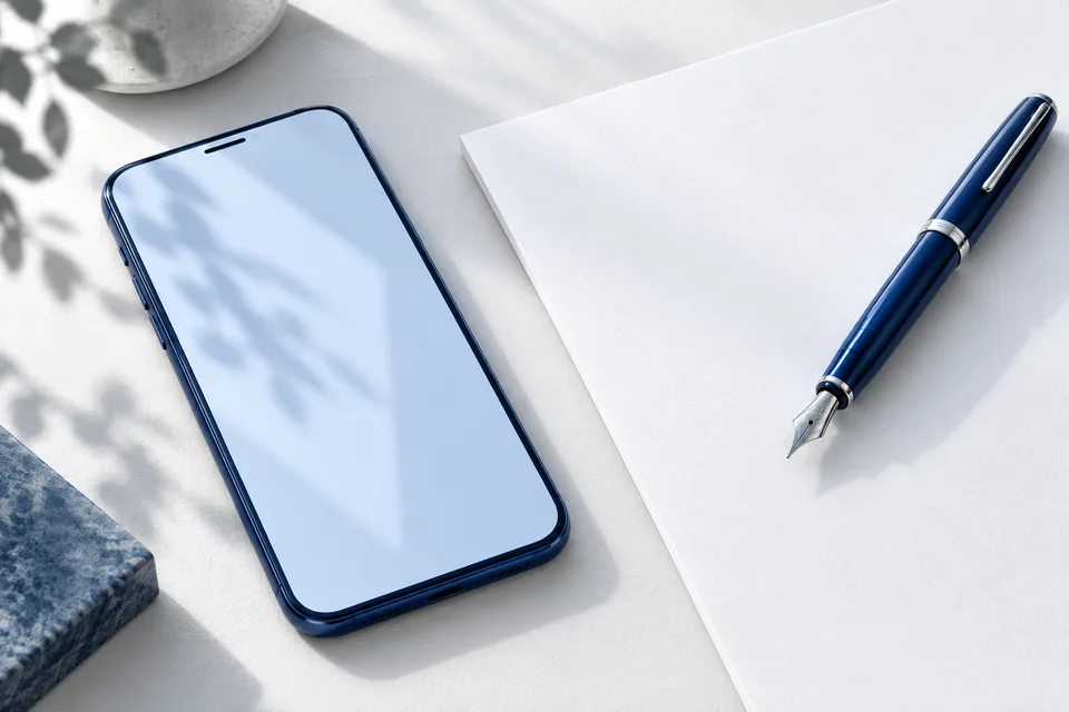 Concept illustration: a phone and a document to sign.