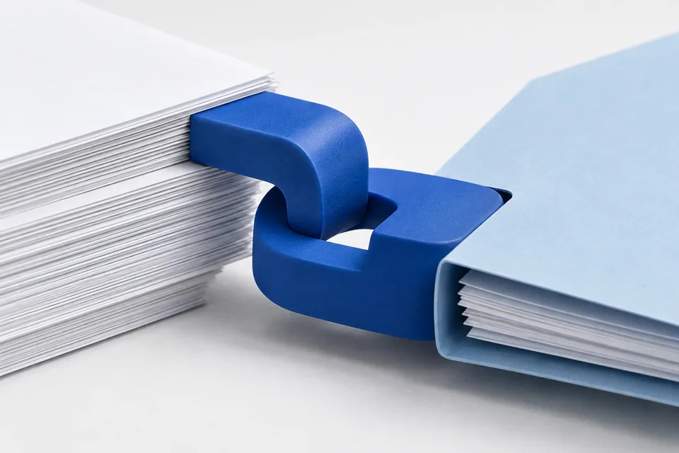 Concept illustration: two linked folders.